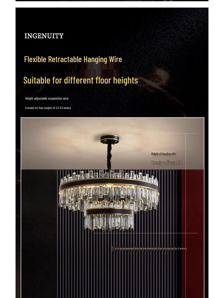 High-End Crystal Chandelier for Modern Spaces - Black, Luxury Lighting for Living Room, Bedroom, Bar, Restaurant, or Villa