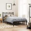 Vidaxl Metal Bed Frame with Headboard, Black, 107X203 Cm