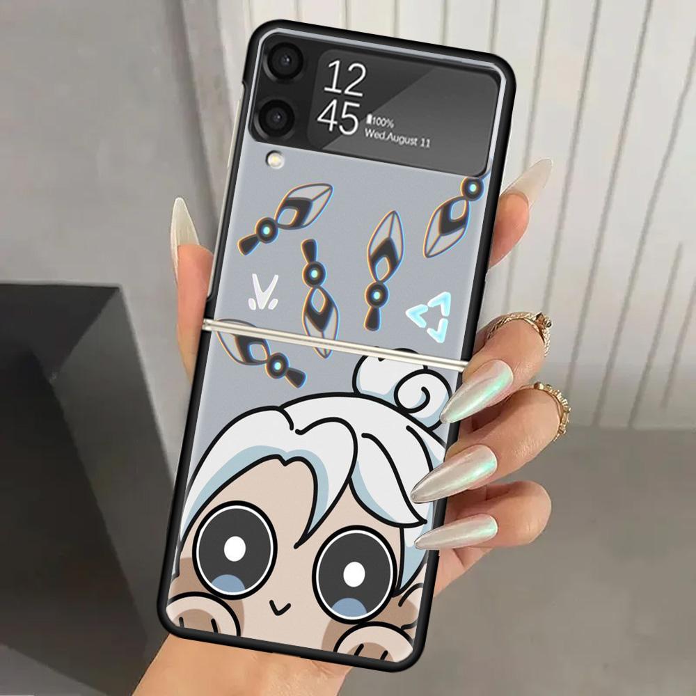 Game Valorant Cute Hard PC Phone Case For Samsung Galaxy Z Flip 7 6 5 4 3 Black ZFlip7 ZFlip6 Flip5 Flip4 Flip3 5G Print Cover G