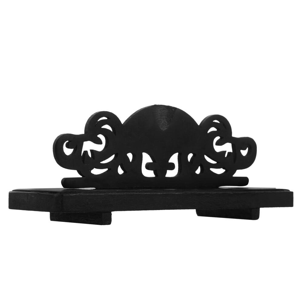 2Pcs Black Wood Hand Fan Pedestal Traditional Chinese Display Stand