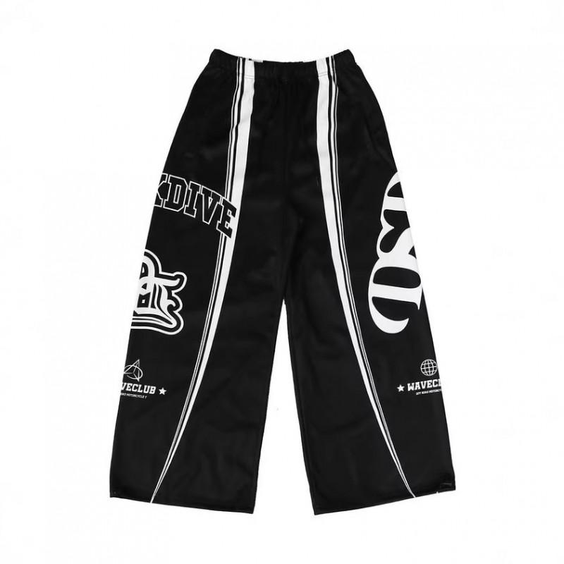 Loose Fit Streetwear Pants Graphic Print Casual Trousers Black Wide Leg Hip Hop Style Men Women