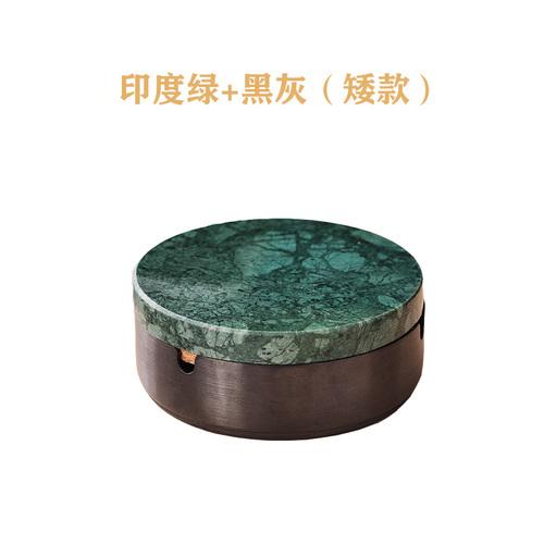 BREuropean Style Marble Alloy Ashtray with Lid Anti Fly Ash Luxury Stainless Steel Car Brass Color Multifunctional Ashtray DecorEY