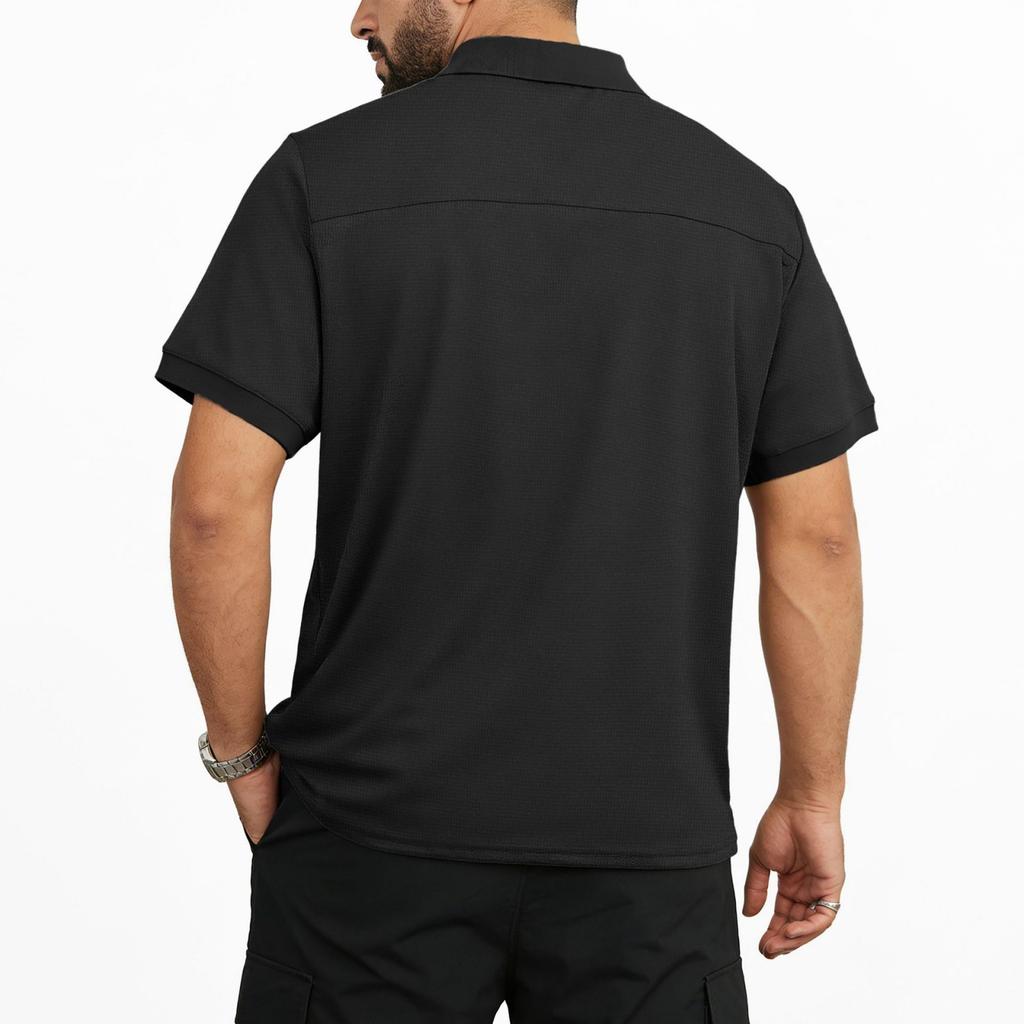 Men’s Short Sleeve Polo Shirt with Classic Collar and Button Placket Casual Fit Pullover Top for Everyday Wear