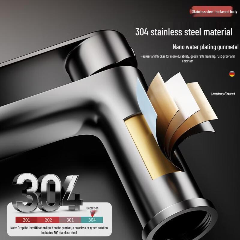 HANDUNYOU Stainless Steel Hot and Cold Basin Faucet
