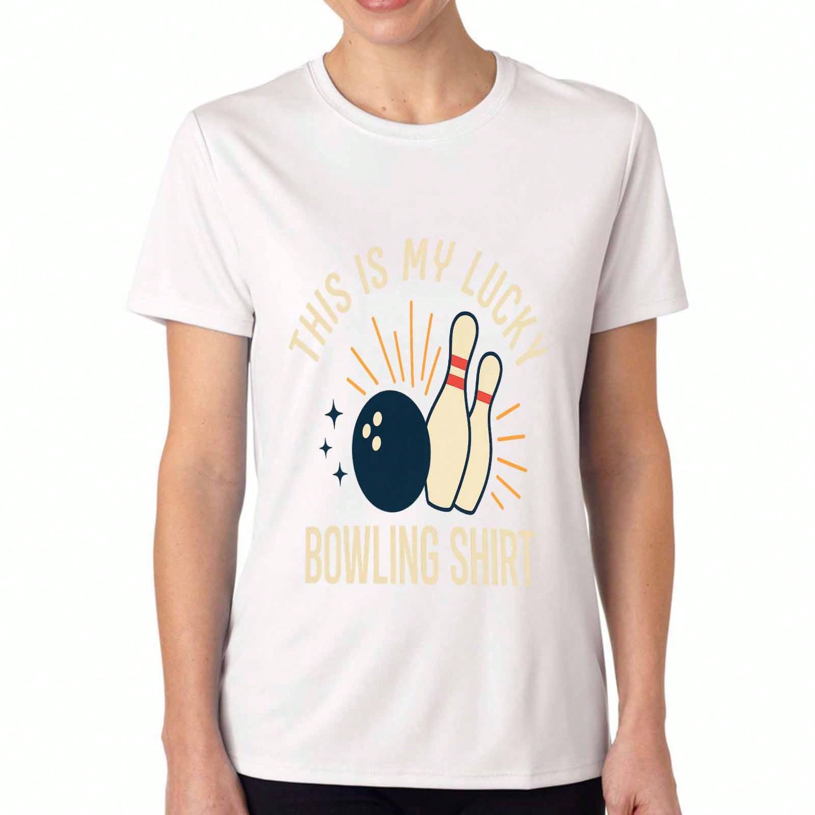Lucky Bowling Ladies Cotton T Shirt, Premium Cotton Print, Durable, Casual Fashion. This Is My Lucky Bowling Shirt Graphic Tee, Stylish Bowling Ball A S разноцветный