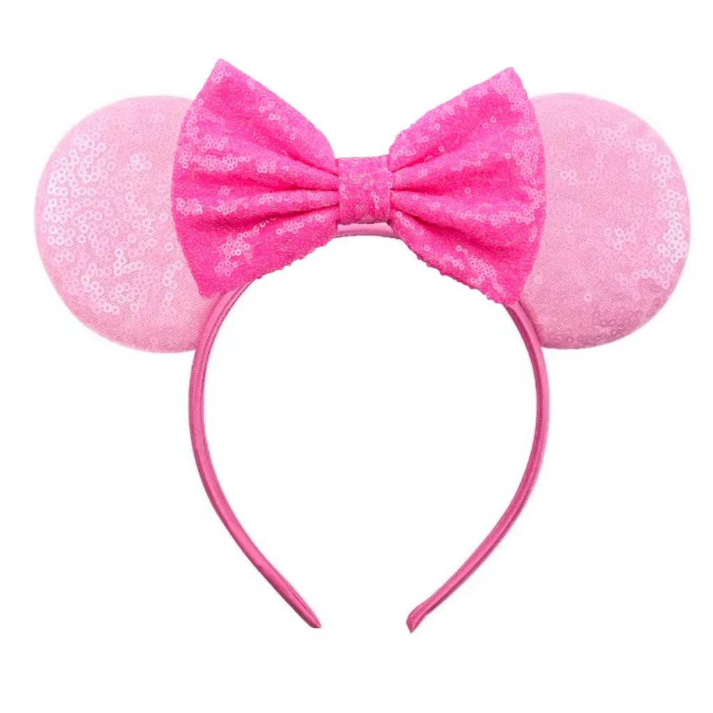 Mouse Ears Headband For Girls Adults 5'' Sparkly Sequin Bow Hairband Festival Party Travel DIY Hair Accessories