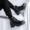 Martin Boots Herren Frühling und Herbst High-Top Britischer Stil Workwear Lokomotiv Lederstiefel Schwarz Dicksohlige Erhöhende Stiefel 8856-R