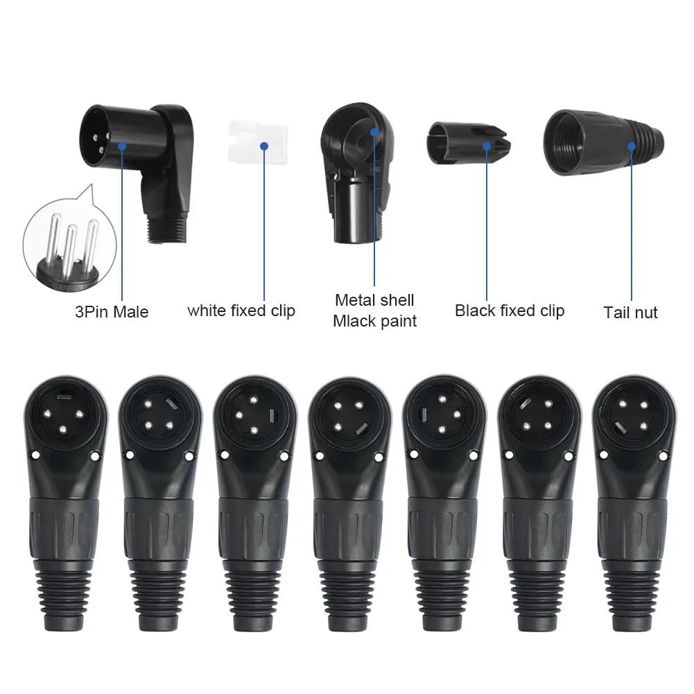 3Pin Male Female Micphone Plug Audio Cable Connector Right Angle 90 Degree Audio Wire Connector for DIY XLR Audio Cable