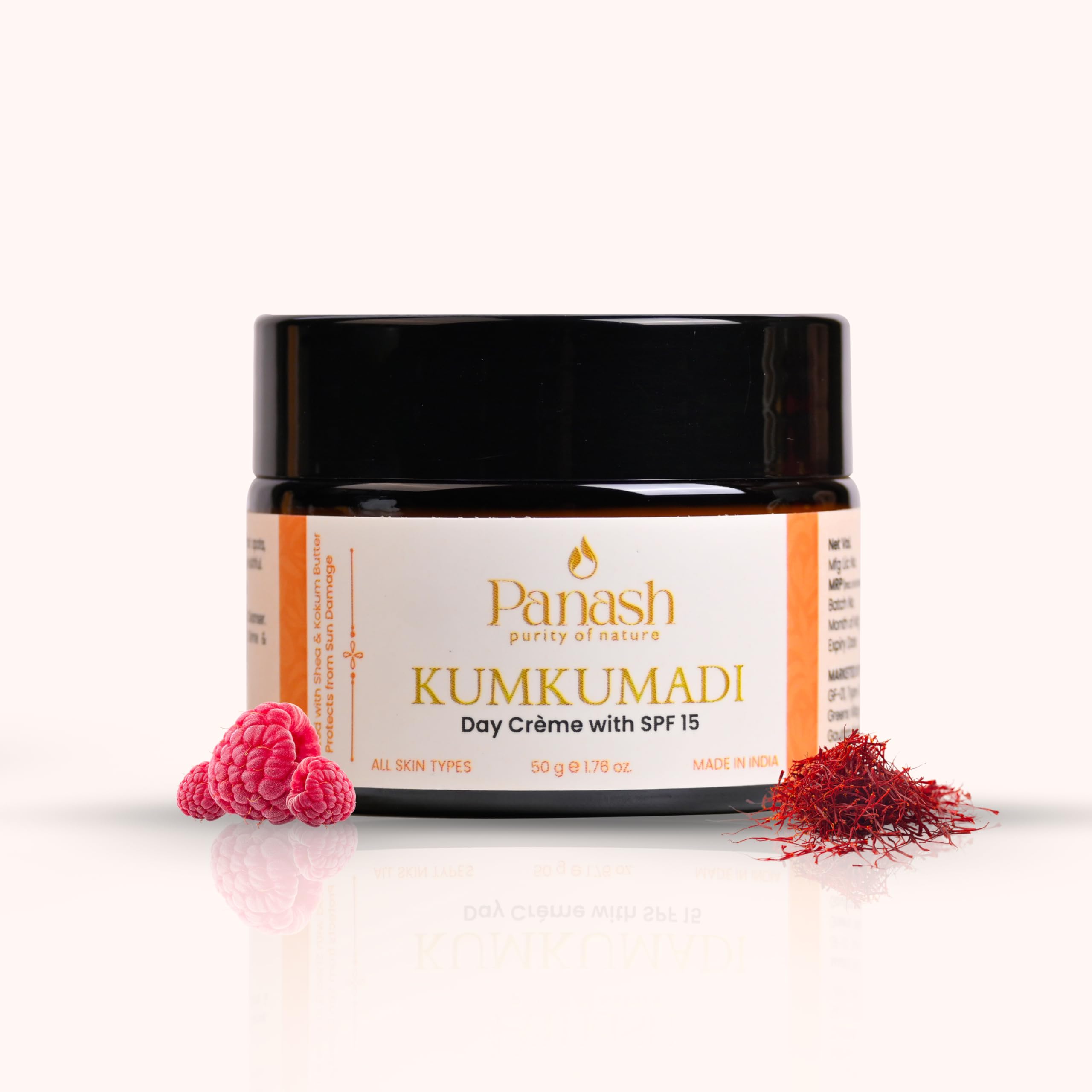 Panash Wellness Kumkumadi Nourishing Day Cream with SPF 15 (50g), Ayurvedic Cream with Kumkumadi Oil & Saffron, Brightens, Hydrates & Provides Anti