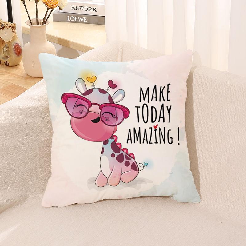 Cute Animal Pillowcase  for Sofa Car Square Cushion Suite Room Anime   Body Cover