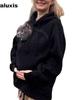 Fleece Hooded Sweatshirt Poncho Loose Casual Warm Sweater
