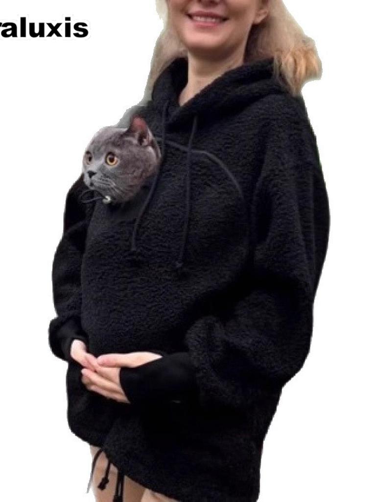 Fleece Hooded Sweatshirt Poncho Loose Casual Warm Sweater