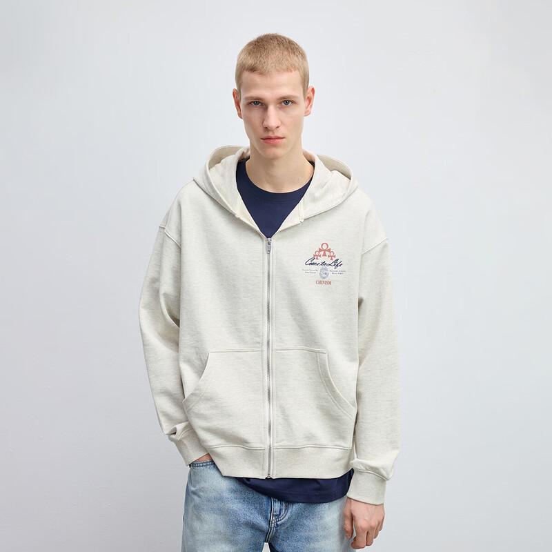CHINISM Lucky Charm Cotton Cardigan Hooded Sweatshirt L