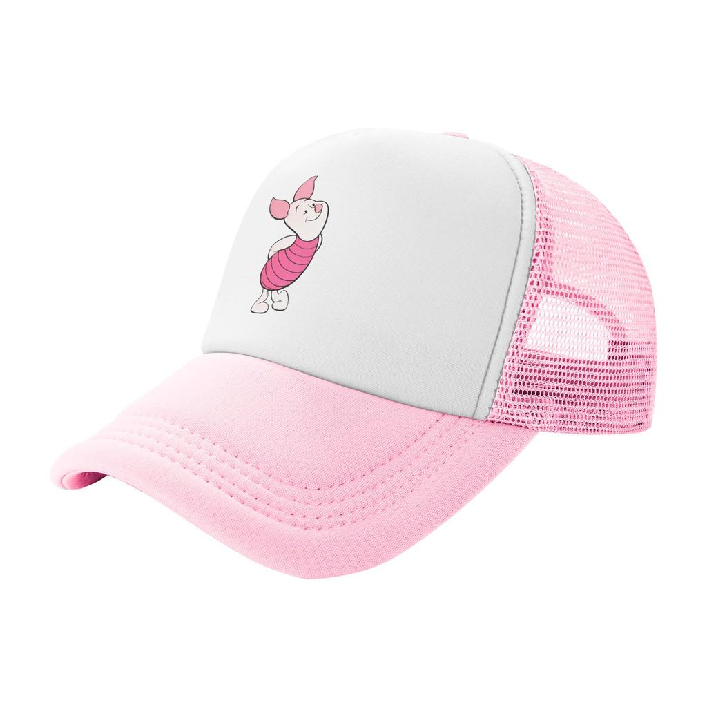 Winnie the Pooh piglet Outfits Mesh Trucker Hat Unisex Breathable pink pig Mesh-back Sun Caps Casual Adjustbale