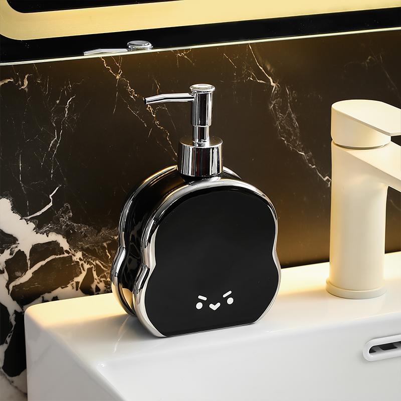 580ml Ceramic Hand Sanitizer Dispenser Bottle, Light Luxury High-end Bathroom Shower Gel, Shampoo Press Bottle Shampoo Dispenser