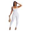 Women's Solid Color Ribbed Sleeveless Bodysuit: Square Neck, Backless, Hip-Lifting Slim-Fit Jumpsuit