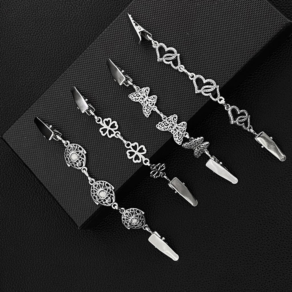 Europa und die Vereinigten Staaten Retro-Legierung Pullover Clip Schal Strickjacke Schnalle Hemd Kragen Clip Anti-Glare Bundle Enge Clip Brosche