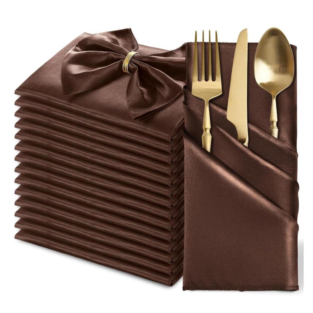 High-End Satin Napkin - Folded Flower Design for Hotels and Weddings