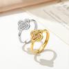 Women's Cross Clover Ring with Inlaid Diamond Zirconia - European & American Fashion Adjustable Open Index Finger Ring