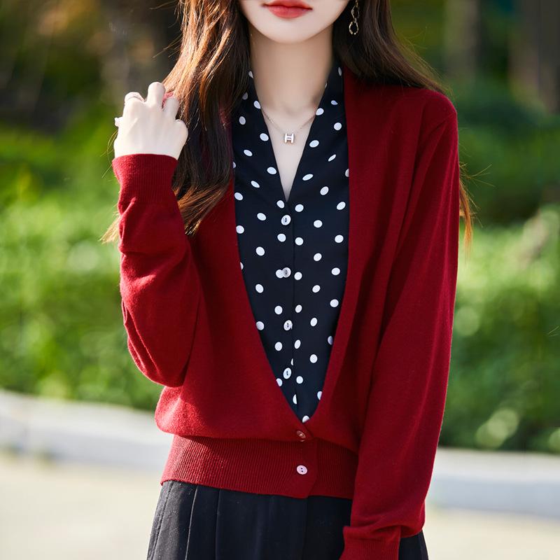 Erdos Damen Kaschmir-Cardigan mit langen Ärmeln - 2024 Herbst Dünner Wollstrick Zweiteiliger Pullover