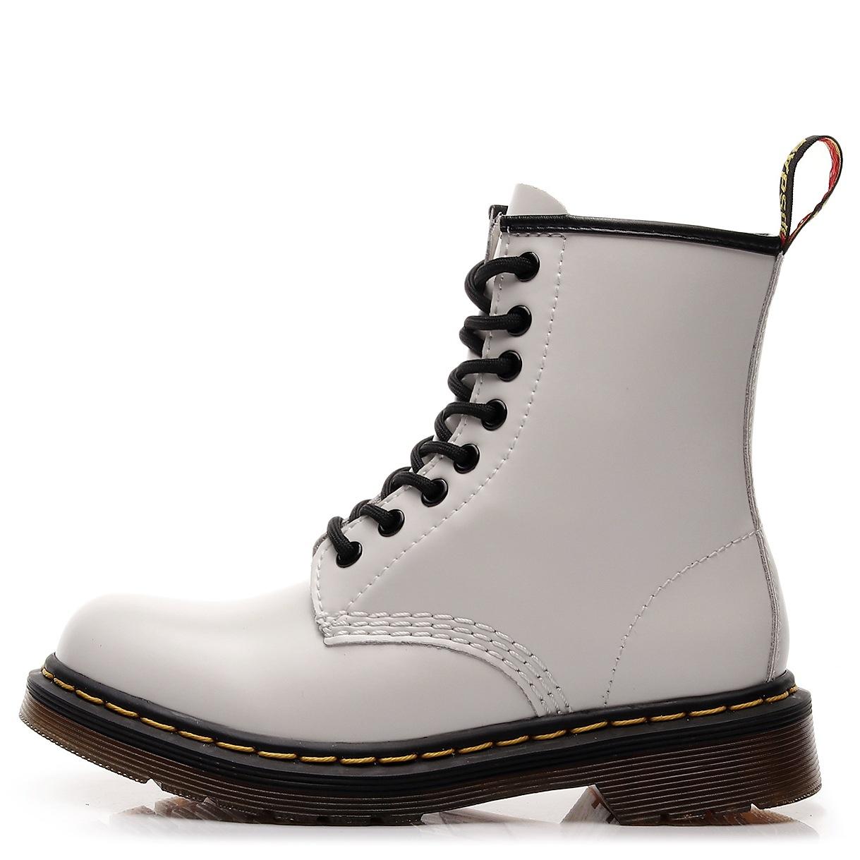 

Високі робочі черевики 1460 жіночі класичні з жорсткої шкіри з відкритим краєм, намистинами, чоловічі та жіночі з блискучої шкіри, круглий носок, мотоциклетні черевики 42