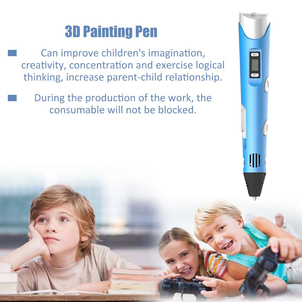 Digital Display Intelligent 3D Printing Pen High Temperature 3D Graffiti Painting Pens with USB Cable