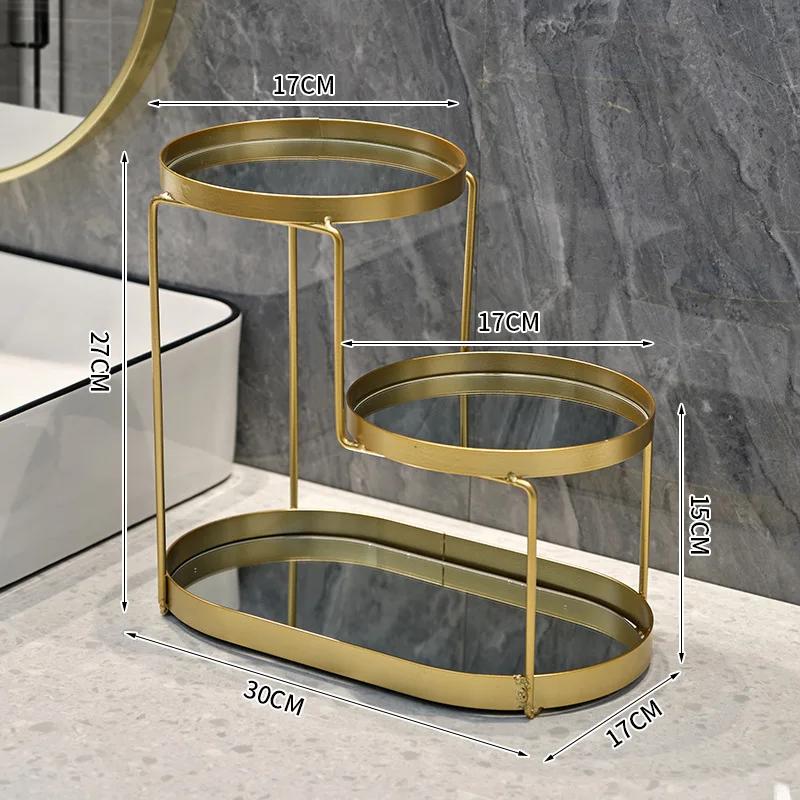 Light Luxury Countertop Rack Wrought Iron Storage Shelf Rack Skin Care Cosmetics Toiletries Organizer Racks Bathroom Supplies