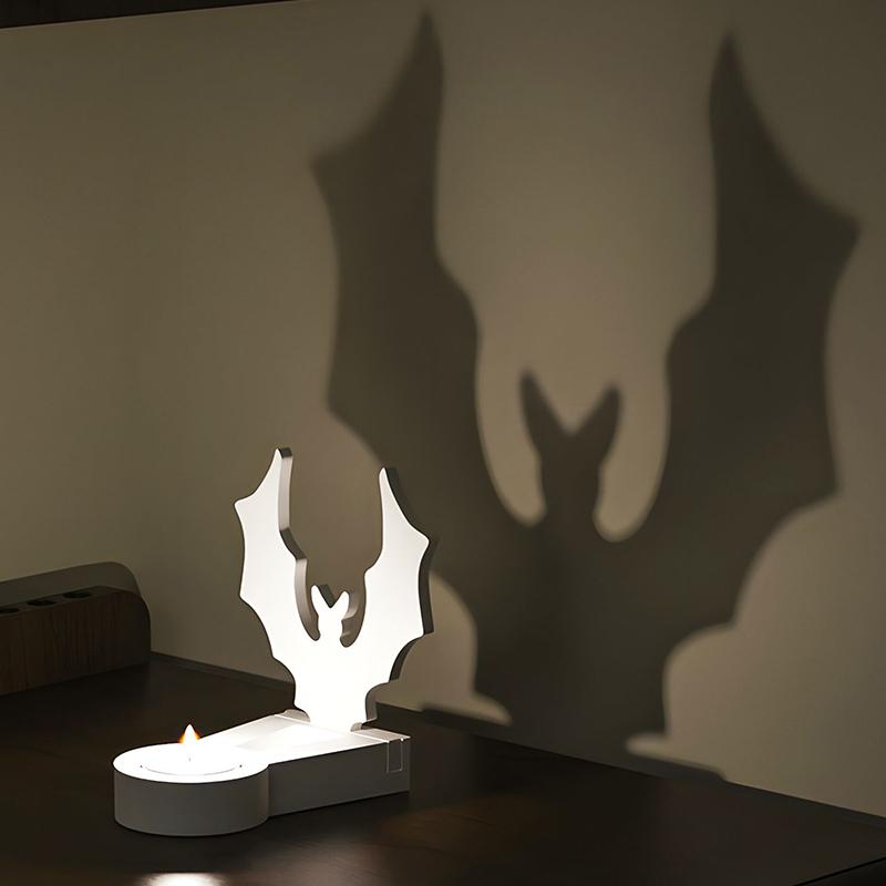 Halloween Candlestick Silicone Mold Pumpkin Bat Scarecrow Ghost Spooky Shadow Caster Candle Holder Party Ornaments Plaster Mold