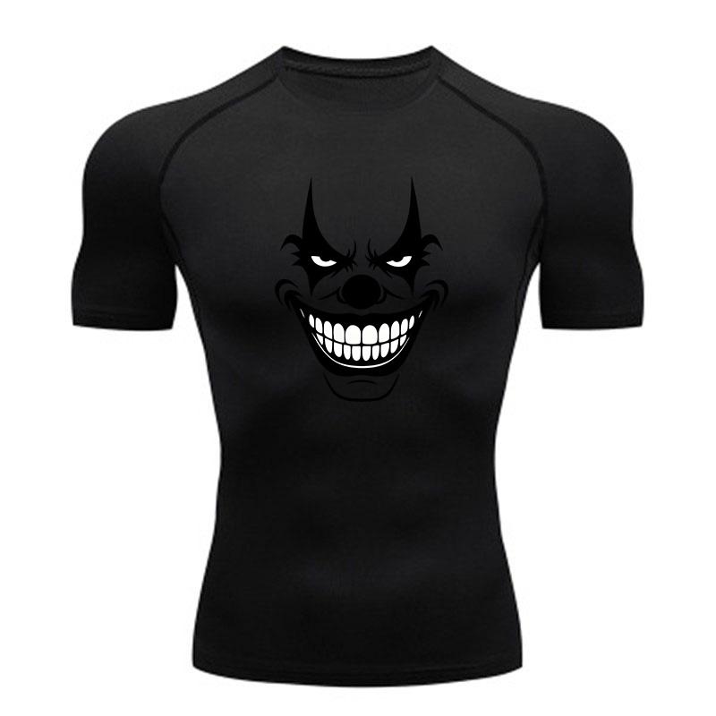 Men's Compression Athletic T-Shirt, Evil Grinning Clown Prin