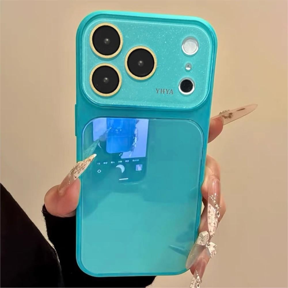 Luxury 17PM Looks HD Glass Large Window Glossy Bright Case For 17 16 15 14 13 Pro Max Plus Shockproof Candy Shiny Cover