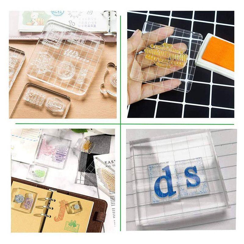 A60Z12 Pieces Stamp Blocks Acrylic Clear Stamping Blocks Tools With Grid Lines For Scrapbooking Crafts Makingmay