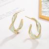 "French Designer Geometric Irregular Semi-Circle Drip Glaze Earrings"