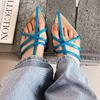 2025 summer new fashion versatile French temperament low heels pointed niche Internet celebrity vacation Roman sandals