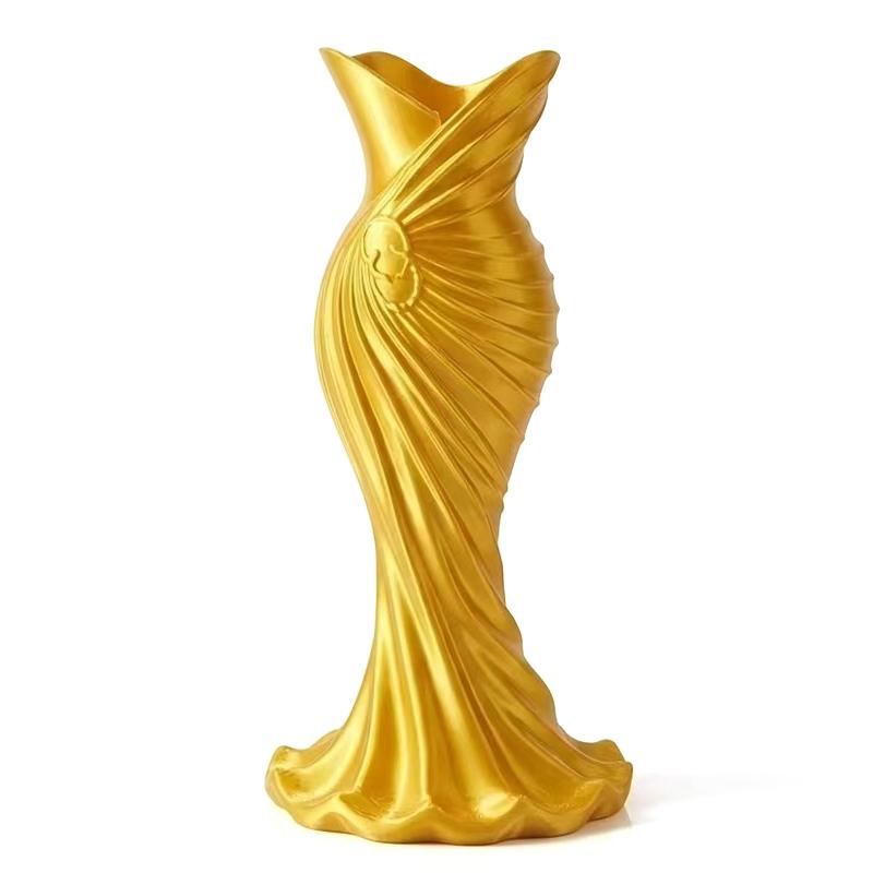 Elegant Dress Shape Plastic Vase Modern Flower Vase Floral Decor Mouth Simple Stylish Container Home Wedding Table Decorative