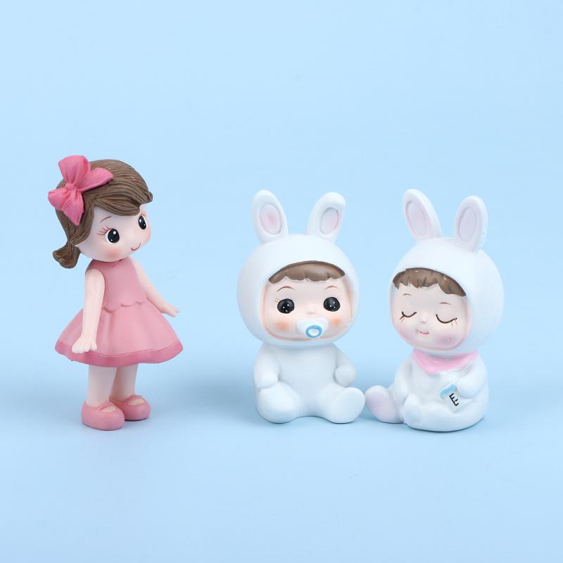Cake Topper Beautiful Girl Rabbit Baby For Happy Baby Birthday Party Cake Decoration Party Supplies