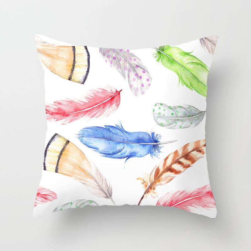 Home Decor Colorful Feather Patterns Pillowcase for Home Pattern Cushion Cover Suitable for Sofa Bedroom Car Pillow Cover