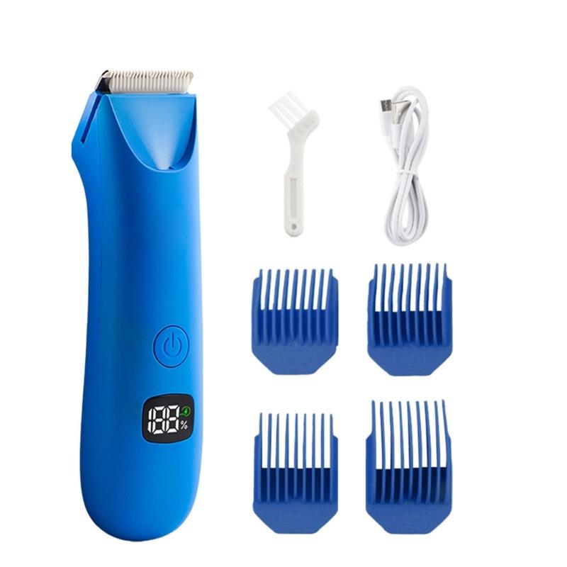 

Ergonomic Body Groomer With 600mAh Digital Display Battery Hair Trimmer For Painless Hair Removal Electric Body Shaver синій
