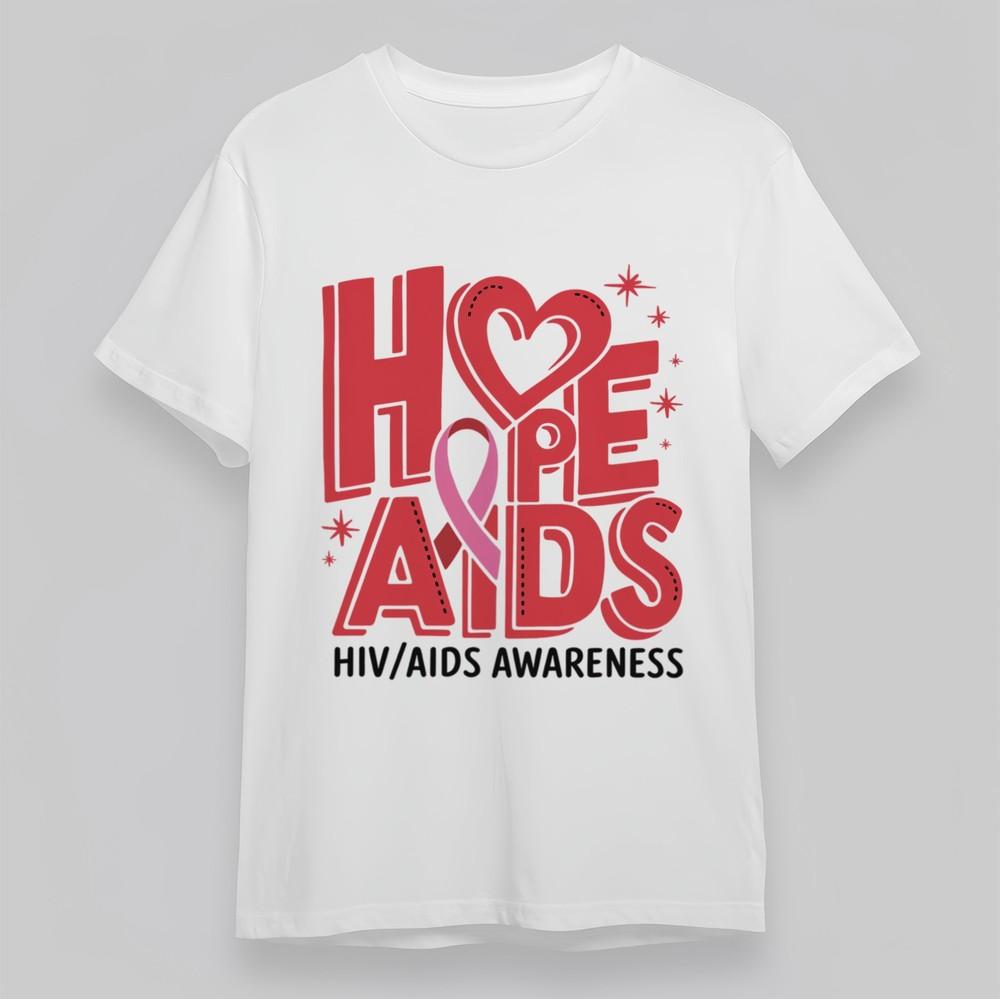 

Women s Plus Size Classic T-Shirt Hope AIDS Ribbon Art Symbolic Print Cotton Tee M
