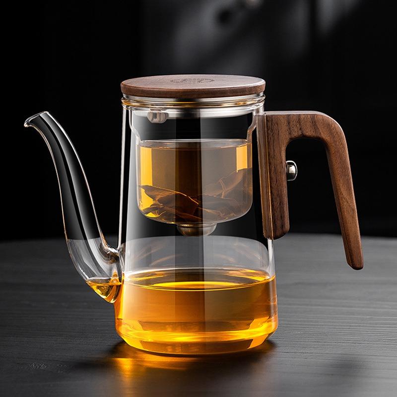 JUSTINLAU Magnetic Heat-Resistant Glass Teapot One-Click Water Outlet Office Tea Set Tea Water Separation Household Tea Brewer