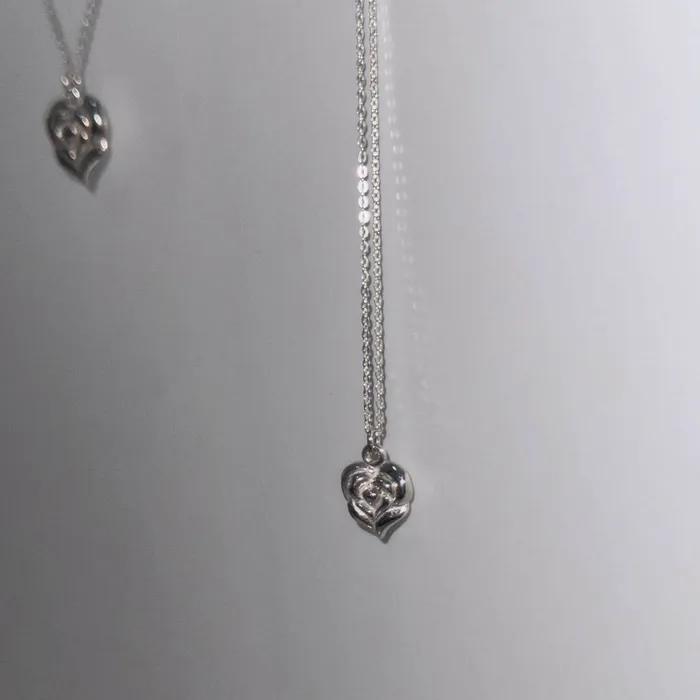 Silver 925 heart rose basic necklace (2ver.)