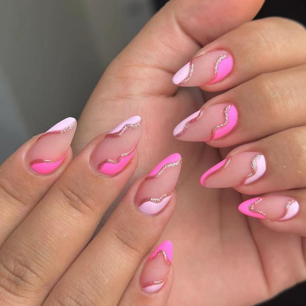24PCS Red French-Edge Short Oval False Nails With Cherry Design And Reusable Acrylic False Nails Are Suitable For Daily Wear