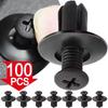 Universal Car Hole Plastic Rivets Fastener Push Clip Black Bumper Door Trim Panel Retainer Fastener Clip Car Accessories