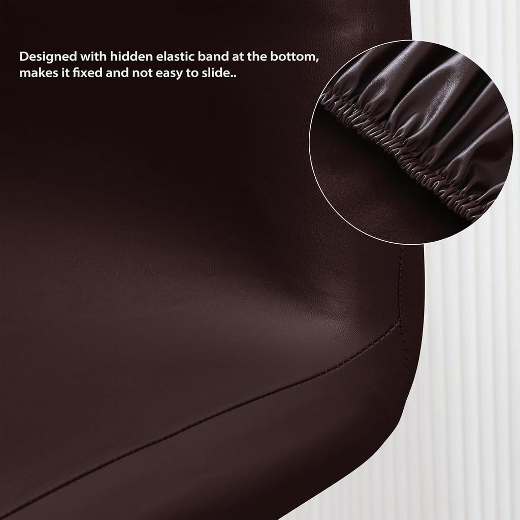 Gollense Stretch Bar Stool Covers with Backs, 4 Pack Waterproof PU Leather Pub Counter Dining Chair Covers, Square Swivel Barstool Seat Slipcover