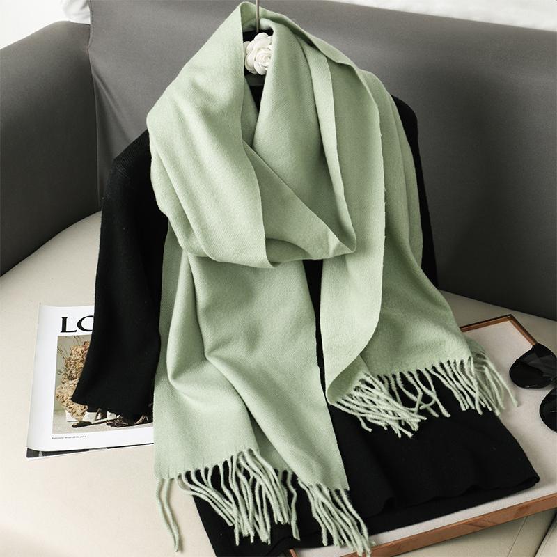 Nytt 62 farger Vinterskjerf for kvinner Langt Varmt Kasjmirskjerf Hijab Ensfarget Dame Sjal Wrap Kvinnelig Pashmina Bandana Hodeskjerf
