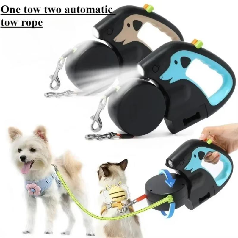 Portable Rotating Pet Leash Double End Leash Light Retractable Roulette Walking Supplies Outdoor Automatic Charging with Light Retractable Pet Leash