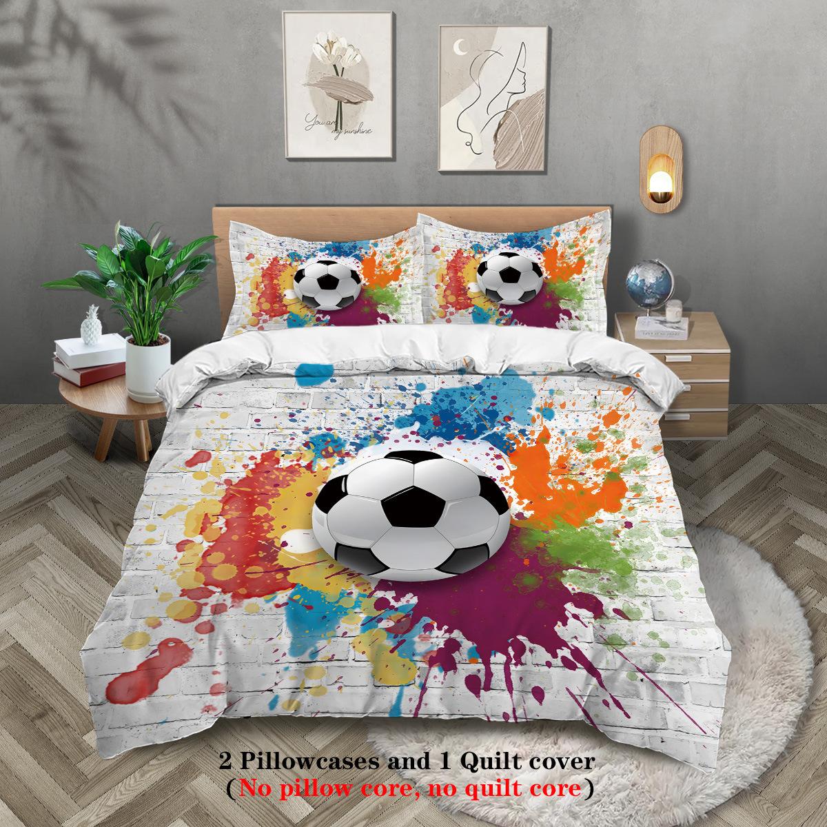 

Football Quilt Cover Three-Piece 3D Digital Printing Bedding Quilt Cover Bedding Home Textile 135x200
