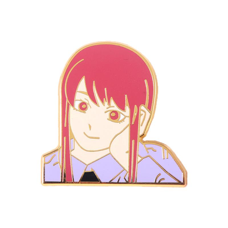 Man Pochita Chainsaw Metal Badge Makima Bag Pin Cosplay Props Clothing Accessory