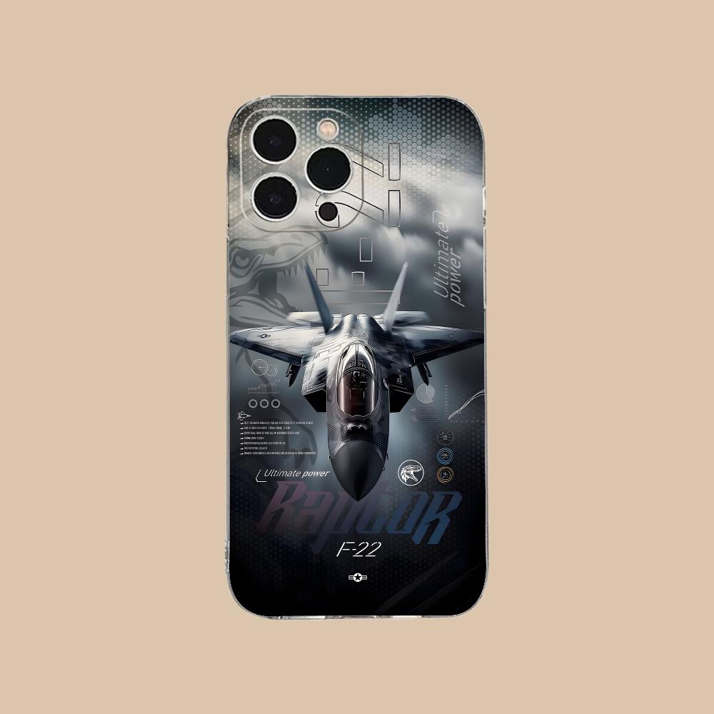 

Raptor Aircraft Lightning Phone Case for iPhone 16 15 14 13 12 11 X XR XS Pro Max Plus Mini Clear Transparent Pretty Cellphones iPhone XR