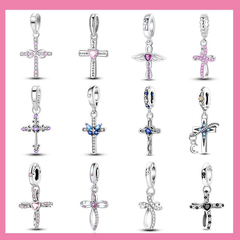 Classic Copper Holy Angel Cross Charms Beads Pendants For Women Fit Original Bracelets Diy Jewelry Gift