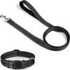 Upgrade your furry friend's outdoor adventures with a stylish, cozy, and dependable large black reflective dog collar and leash